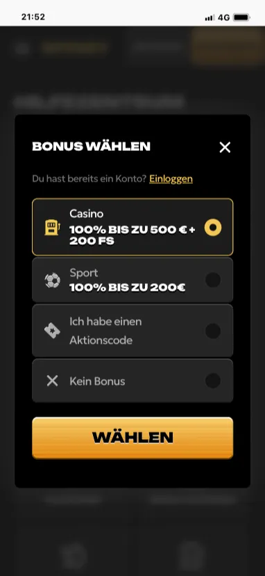 Spinsy Casino Anmeldebonus