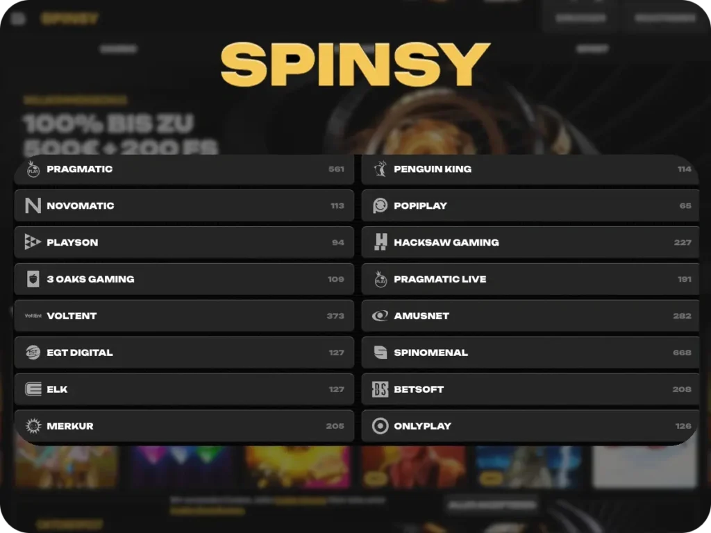 Casino Spinsy Providers