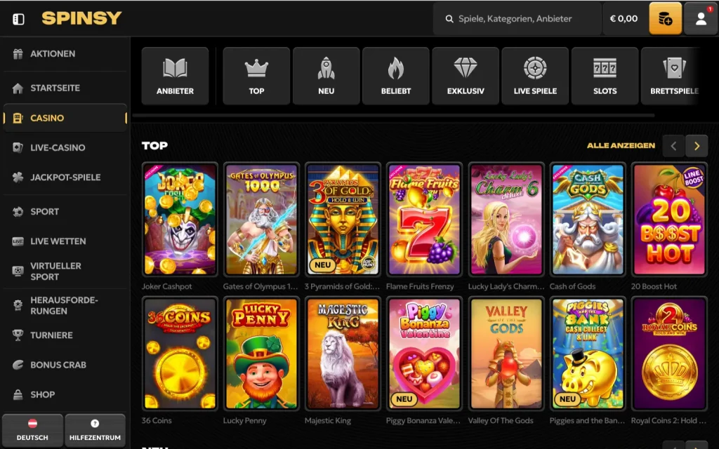 Spinsy Top Spiele